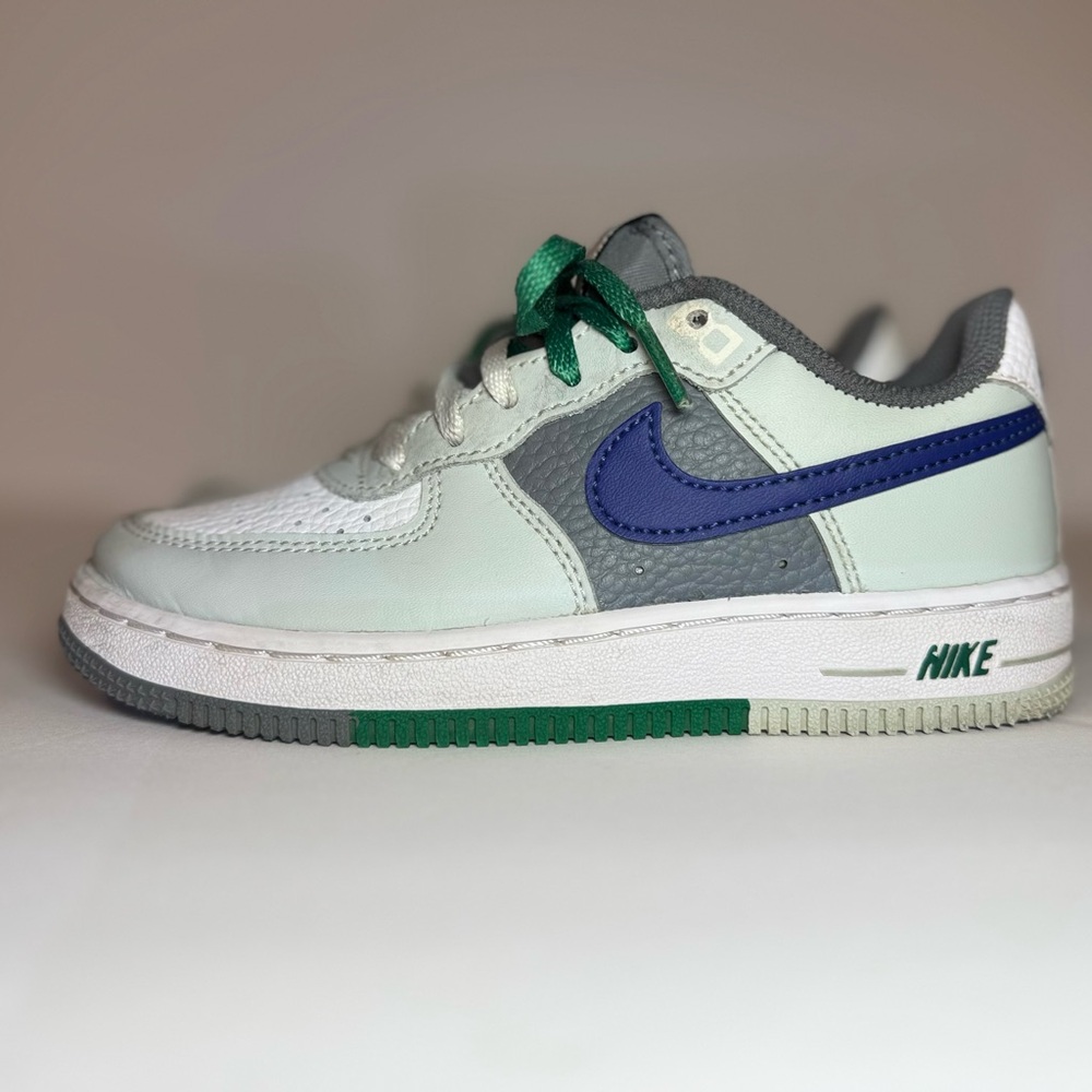 Nike Air Force 1s Kids Sneakers - Green, Blue, Gray Size 13C - Picture 2 of 4